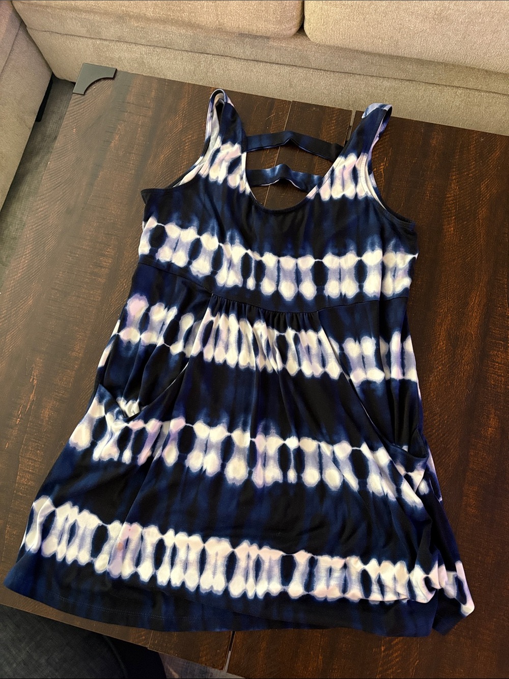 Women’s Navy Tie-Dye Swim Coverup - Blue & White